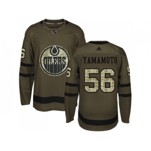 Men Adidas Edmonton Oilers #56 Kailer Yamamoto Green Salute to Service Stitched NHL Jersey
