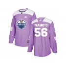 Men Adidas Edmonton Oilers #56 Kailer Yamamoto Purple Authentic Fights Cancer Stitched NHL Jersey