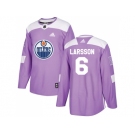 Men Adidas Edmonton Oilers #6 Adam Larsson Purple Authentic Fights Cancer Stitched NHL Jersey