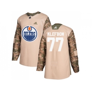 Men Adidas Edmonton Oilers #77 Oscar Klefbom Camo Authentic 2017 Veterans Day Stitched NHL Jersey