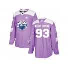 Men Adidas Edmonton Oilers #93 Ryan Nugent-Hopkins Purple Authentic Fights Cancer Stitched NHL Jersey