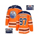 Men Adidas Edmonton Oilers #97 Connor McDavid Orange Home Authentic Fashion Gold Stitched NHL Jersey