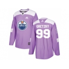 Men Adidas Edmonton Oilers #99 Wayne Gretzky Purple Authentic Fights Cancer Stitched NHL Jersey