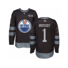 Men's Adidas Edmonton Oilers #1 Laurent Brossoit Authentic Black 1917-2017 100th Anniversary NHL Jersey