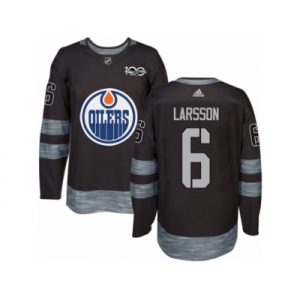 Men's Adidas Edmonton Oilers #6 Adam Larsson Authentic Black 1917-2017 100th Anniversary NHL Jersey