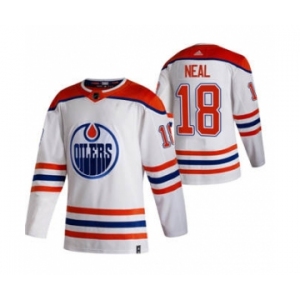 Men's Edmonton Oilers #18 James Neal White 2020-21 Reverse Retro Alternate Hockey Jersey