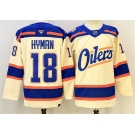 Men's Edmonton Oilers #18 Zach Hyman Light Beige 2025 Alternate Stitched Hockey Jersey