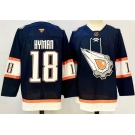 Men's Edmonton Oilers #18 Zach Hyman Navy 2024-25 Reverse Retro Stitched Jersey