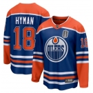 Men's Edmonton Oilers #18 Zach Hyman Royal 2025 Stanley Cup Final Home Breakaway Jersey