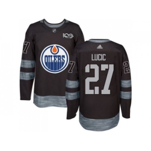 Men's Edmonton Oilers #27 Milan Lucic Black 1917-2017 100th Anniversary Stitched NHL Jersey