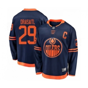 Men's Edmonton Oilers #29 Leon Draisaitl Authentic Navy Blue Alternate Fanatics Branded Breakaway Hockey Jersey