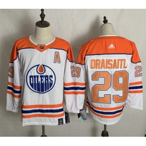 Men's Edmonton Oilers #29 Leon Draisaitl Authentic White 2021 New Hockey Jersey