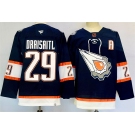 Men's Edmonton Oilers #29 Leon Draisaitl Navy 2024-25 With A Patch Reverse Retro Stitched Jersey