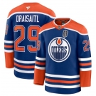 Men's Edmonton Oilers #29 Leon Draisaitl Royal 2025 Stanley Cup Final Home Premium Jersey