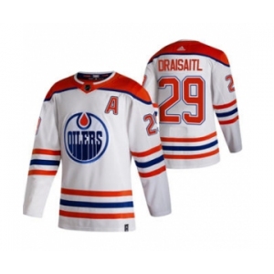 Men's Edmonton Oilers #29 Leon Draisaitl White 2020-21 Reverse Retro Alternate Hockey Jersey