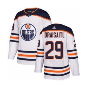 Men's Edmonton Oilers #29 Leon Draisaitl White Road Stitched Hockey Jersey