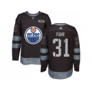 Men's Edmonton Oilers #31 Grant Fuhr Black 1917-2017 100th Anniversary Stitched NHL Jersey