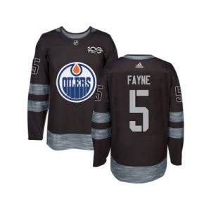 Men's Edmonton Oilers #5 Mark Fayne Black 1917-2017 100th Anniversary Stitched NHL Jersey