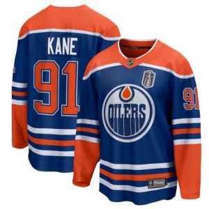 Men's Edmonton Oilers #91 Evander Kane Royal 2025 Stanley Cup Final Home Breakaway Jersey