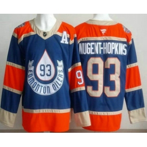 Men's Edmonton Oilers #93 Ryan Nugent Hopkins Blue Heritage Classic Authentic Jersey