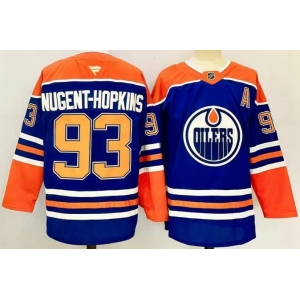 Men's Edmonton Oilers #93 Ryan Nugent-Hopkins Royal 2025 Premium Home Stitched Hockey