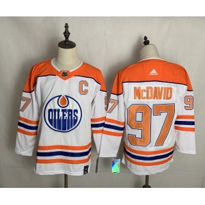 Men's Edmonton Oilers  #97 Connor McDavid Authentic White 2021 New Hockey Jersey