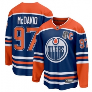 Men's Edmonton Oilers #97 Connor McDavid Royal 2025 Stanley Cup Final Home Breakaway Jersey