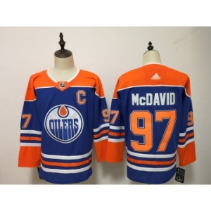 Men's Edmonton Oilers #97 Connor McDavid Royal Blue With Orange Home Hockey Stitched NHL Jersey