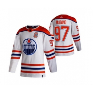 Men's Edmonton Oilers #97 Connor McDavid White 2020-21 Reverse Retro Alternate Hockey Jersey