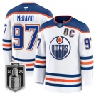 Men's Edmonton Oilers #97 Connor McDavid White 2025 Stanley Cup Final Away Premium Jersey