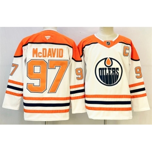 Men's Edmonton Oilers #97 Connor McDavid White Orange 2024-25 With C Patch Heritage Classic Primegreen Stitched Jersey