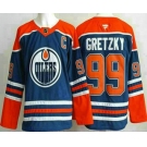 Men's Edmonton Oilers #99 Wayne Gretzky Blue Authentic Jersey