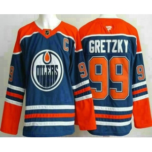 Men's Edmonton Oilers #99 Wayne Gretzky Blue Authentic Jersey