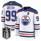 Men's Edmonton Oilers #99 Wayne Gretzky White 2025 Stanley Cup Final Away Premium Jersey