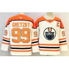 Men's Edmonton Oilers #99 Wayne Gretzky White Orange 2024-25 With C Patch Heritage Classic Primegreen Stitched Jersey