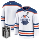 Men's Edmonton Oilers Team Blank White 2025 Stanley Cup Final Away Premium Jersey