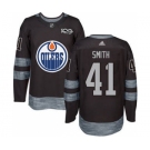 Men's Oilers #41 Mike Smith Black 1917-2017 100th Anniversary Stitched Hockey Jersey