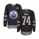 Men's Oilers #74 Ethan Bear Black 1917-2017 100th Anniversary Stitched Hockey Jersey