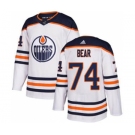 Men's Oilers #74 Ethan Bear White Road Authentic Stitched Hockey Jersey