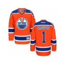 Men's Reebok Edmonton Oilers #1 Laurent Brossoit Authentic Orange Third NHL Jersey