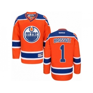 Men's Reebok Edmonton Oilers #1 Laurent Brossoit Authentic Orange Third NHL Jersey