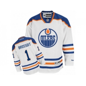 Men's Reebok Edmonton Oilers #1 Laurent Brossoit Authentic White Away NHL Jersey