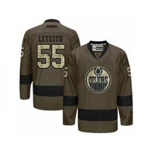 Men's Reebok Edmonton Oilers #55 Mark Letestu Authentic Green Salute to Service NHL Jersey