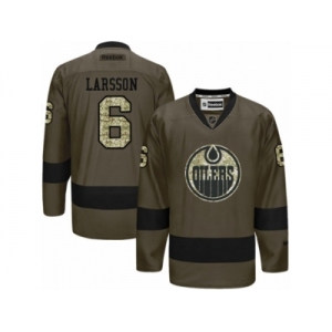 Men's Reebok Edmonton Oilers #6 Adam Larsson Authentic Green Salute to Service NHL Jersey