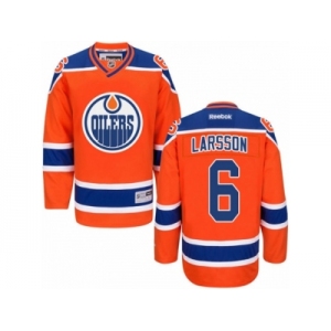 Men's Reebok Edmonton Oilers #6 Adam Larsson Authentic Orange Third NHL Jersey