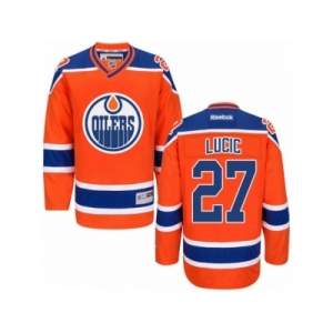 Women's Reebok Edmonton Oilers #27 Milan Lucic Premier Orange Third NHL Jersey