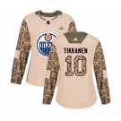 Women Adidas Edmonton Oilers #10 Esa Tikkanen Authentic Camo Veterans Day Practice NHL Jersey