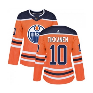 Women Adidas Edmonton Oilers #10 Esa Tikkanen Authentic Orange Home NHL Jersey