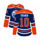 Women Adidas Edmonton Oilers #10 Esa Tikkanen Authentic Royal Blue Alternate NHL Jersey