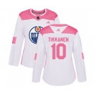 Women Adidas Edmonton Oilers #10 Esa Tikkanen Authentic White Pink Fashion NHL Jersey